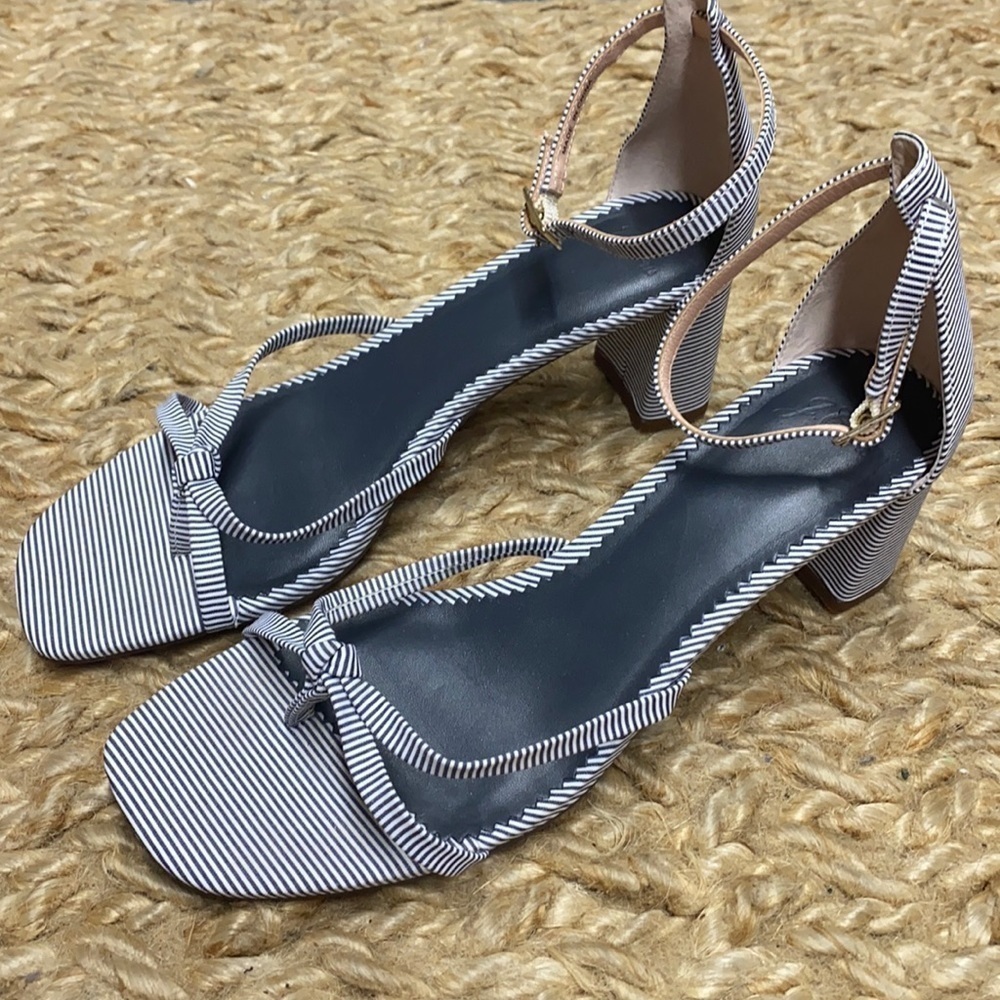 J.Crew AW067 Skinny cross-strap sandals in stripe heels shoes